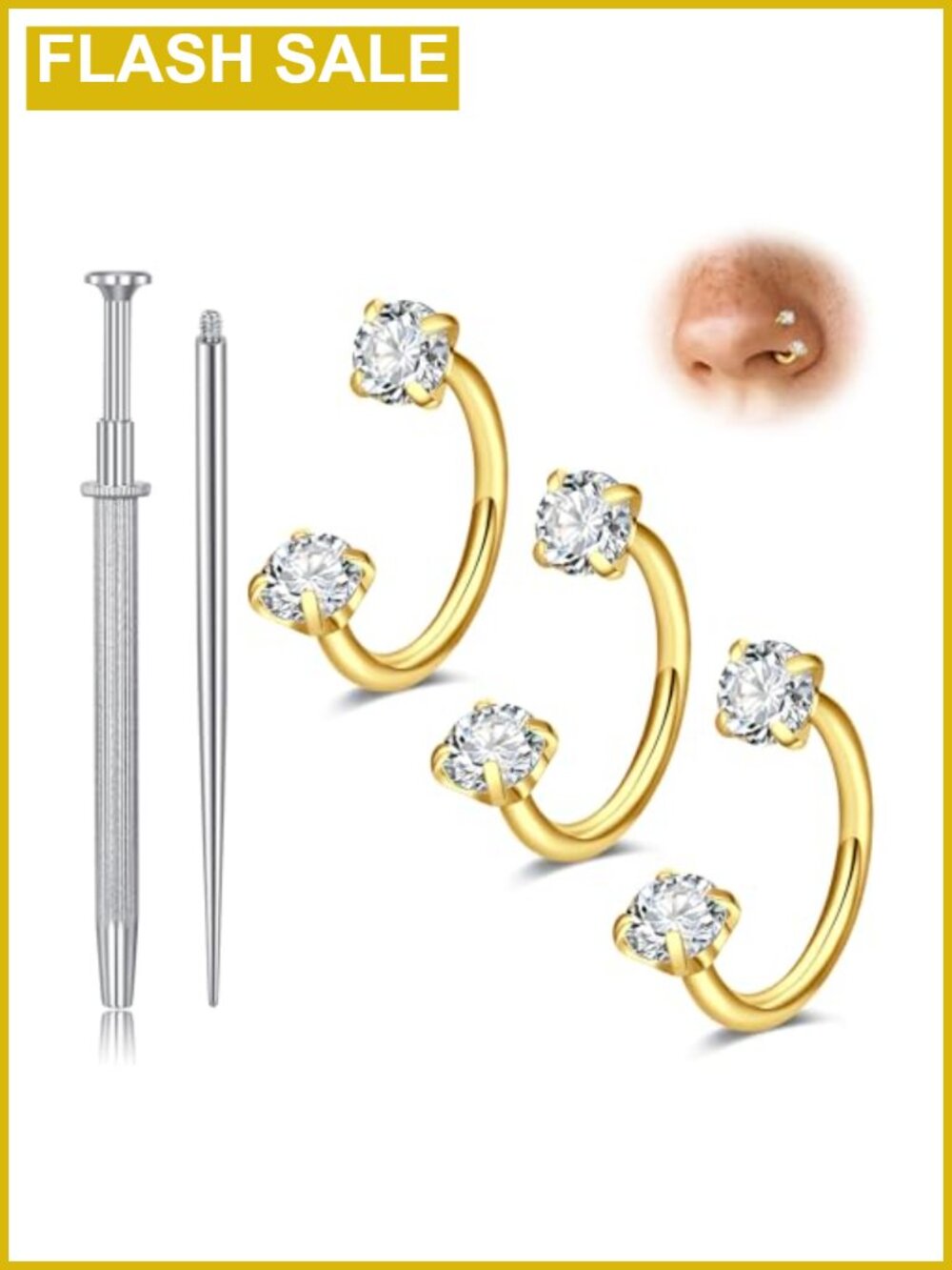 20g Nose Rings Hoops Nose Studs Surgical Steel Hypoallergenic Nostril Piercing